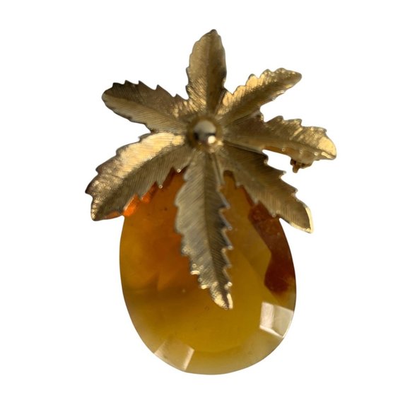 Sarah Coventry Pineapple Brooch Pin Vintage Amber - Picture 1 of 2